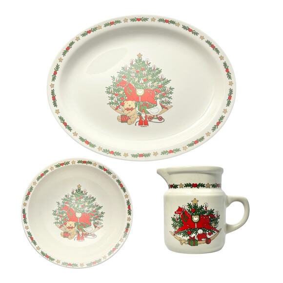 10 Strawberry Street “O’ Christmas Tree” 3-Piece Dinnerware Serving Hostess Set - Picture 1 of 9